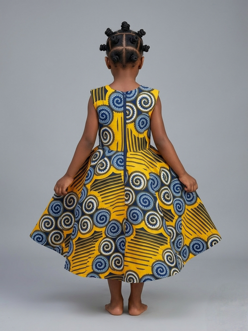 Royal Ankara Bow Gown | Luxury Girls' Flare Dress
