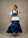 The 'Amara' Indigo Color-Blocked Flare Gown