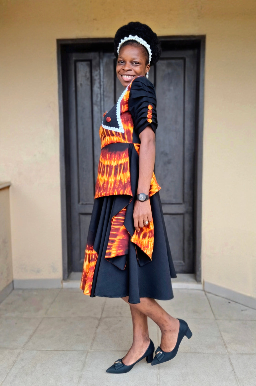 The Lara Adire Peplum Gown